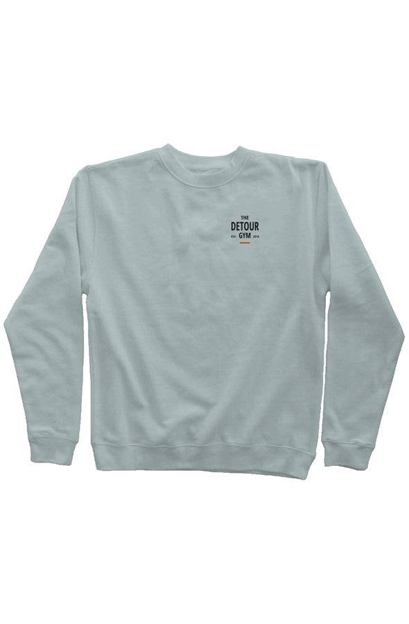 Training Department Pigment-Dyed Crewneck in Pigment Sage, front dark chest print