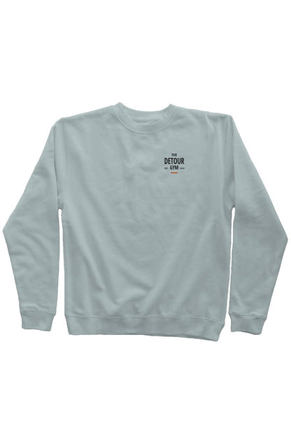 Training Department Pigment-Dyed Crewneck in Pigment Sage, front dark chest print