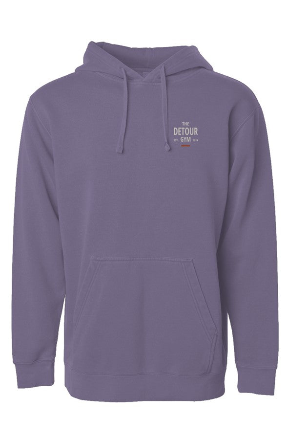Training Department Pigment-Dyed Hoodie in Pigment Plum, front light chest print