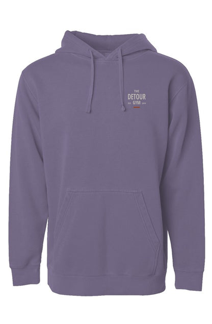 Training Department Pigment-Dyed Hoodie in Pigment Plum, front light chest print