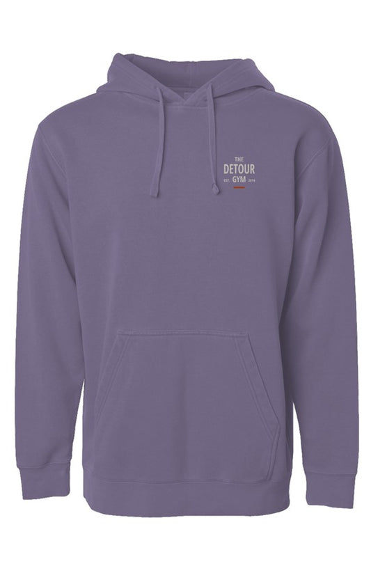 Training Department Pigment-Dyed Hoodie in Pigment Plum, front light chest print