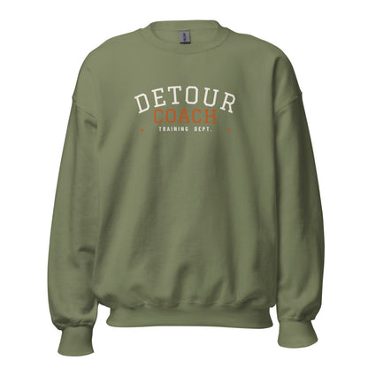 Detour Coach Varsity Crewneck in Military Green, front