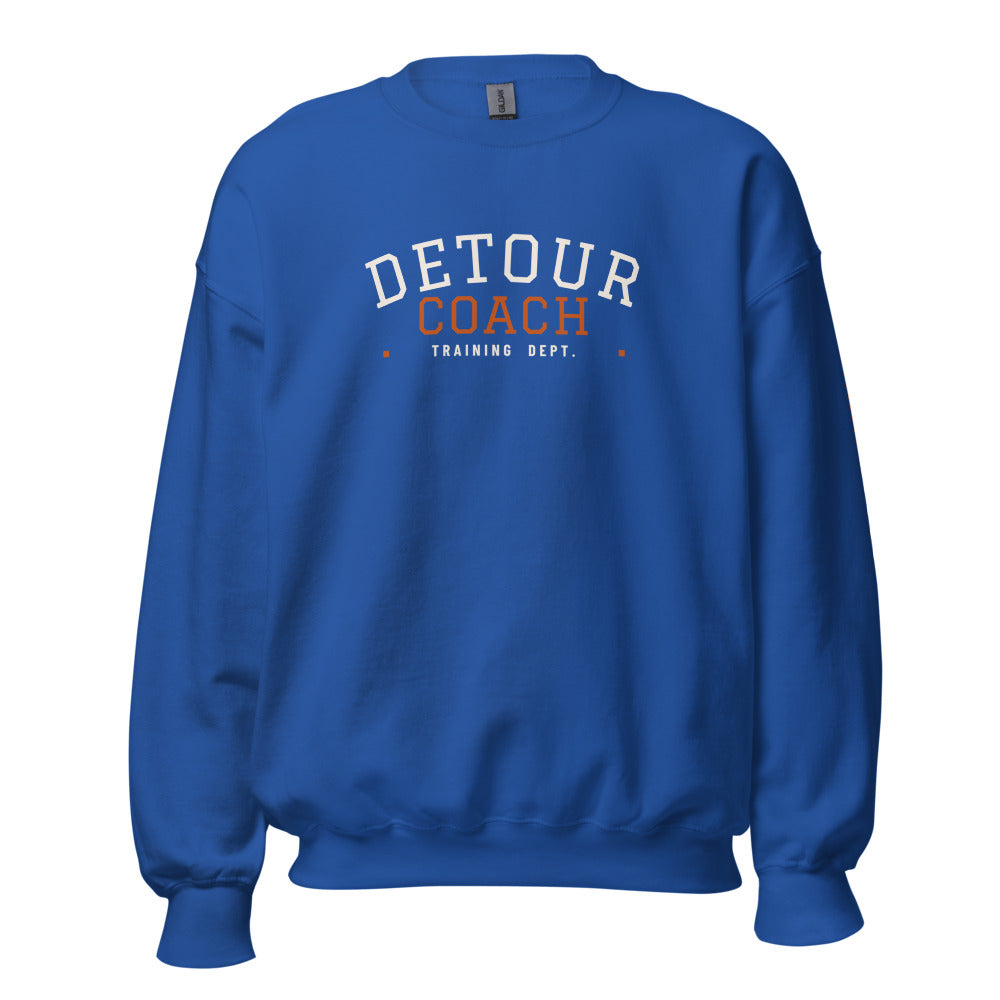 Detour Coach Varsity Crewneck in Royal, front
