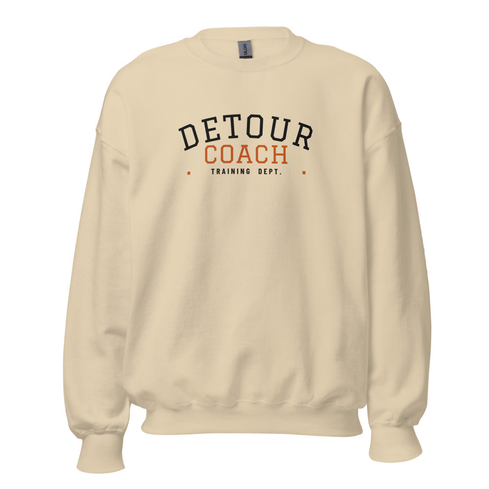 Detour Coach Varsity Crewneck in Sand, front