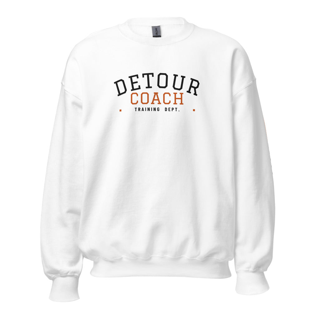 Detour Coach Varsity Crewneck in White, front