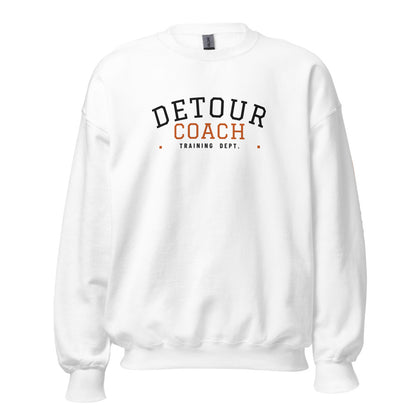 Detour Coach Varsity Crewneck in White, front