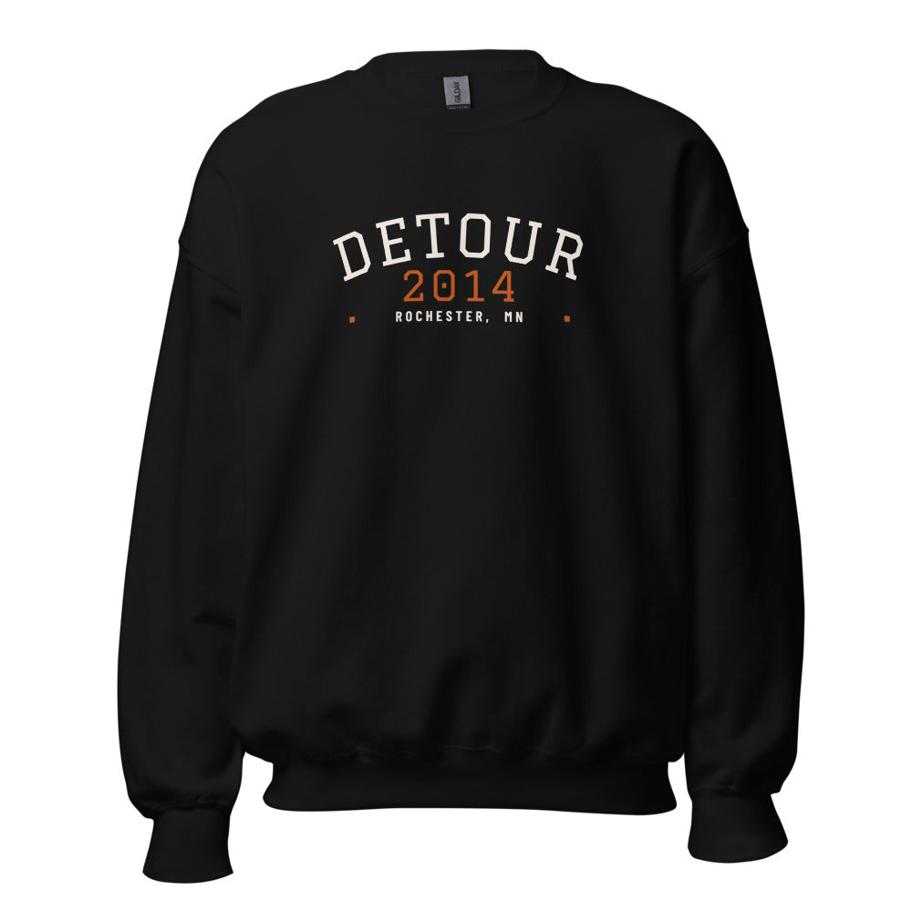 Detour Blaze Varsity Crewneck in Black, front