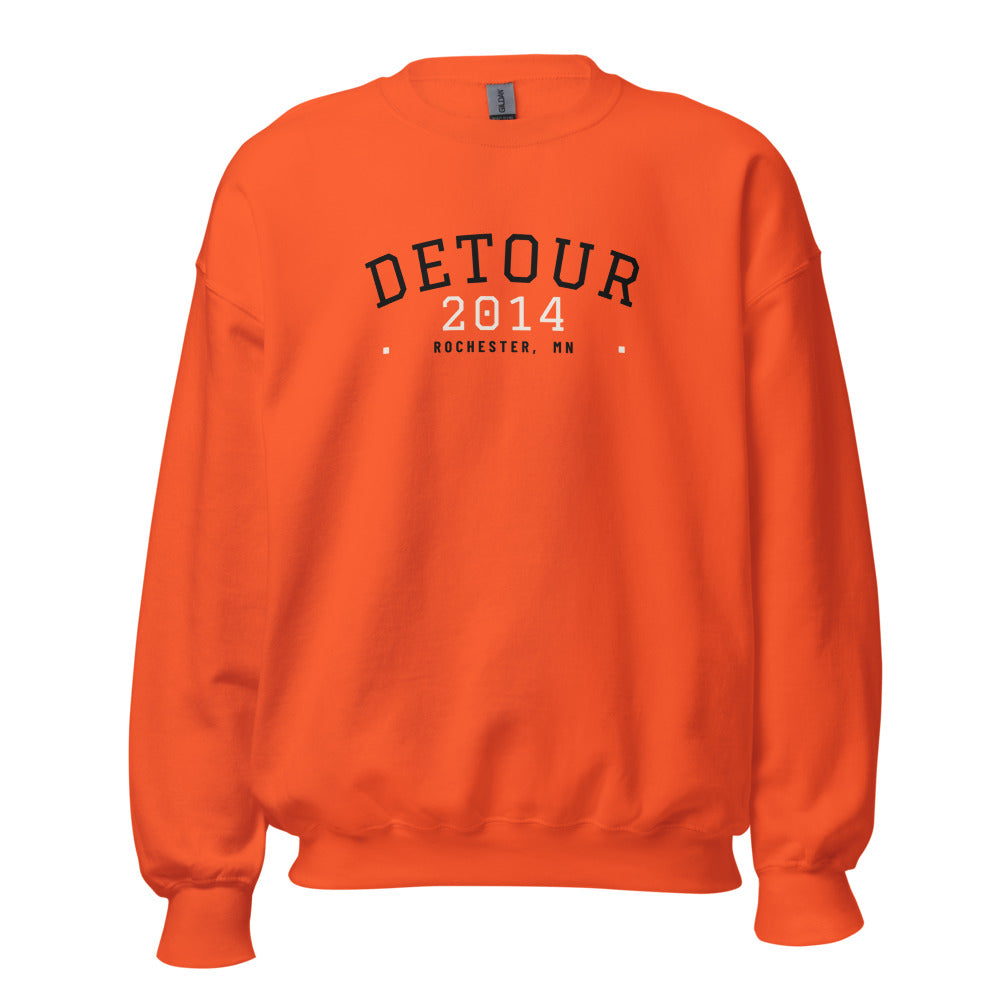 Detour Blaze Varsity Crewneck in Orange, front