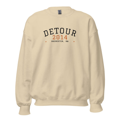 Detour Blaze Varsity Crewneck in Sand, front