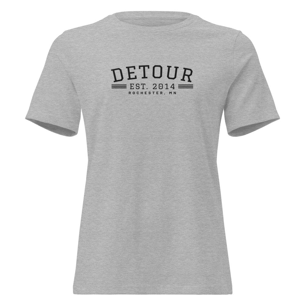 Detour EST. 2014 Women's Tee in Athletic Heather, front