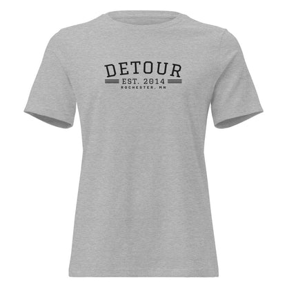 Detour EST. 2014 Women's Tee in Athletic Heather, front