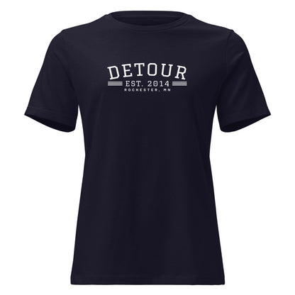 Detour EST. 2014 Women's Tee in Navy, front