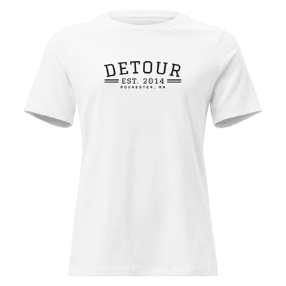 Detour EST. 2014 Women's Tee in White, front