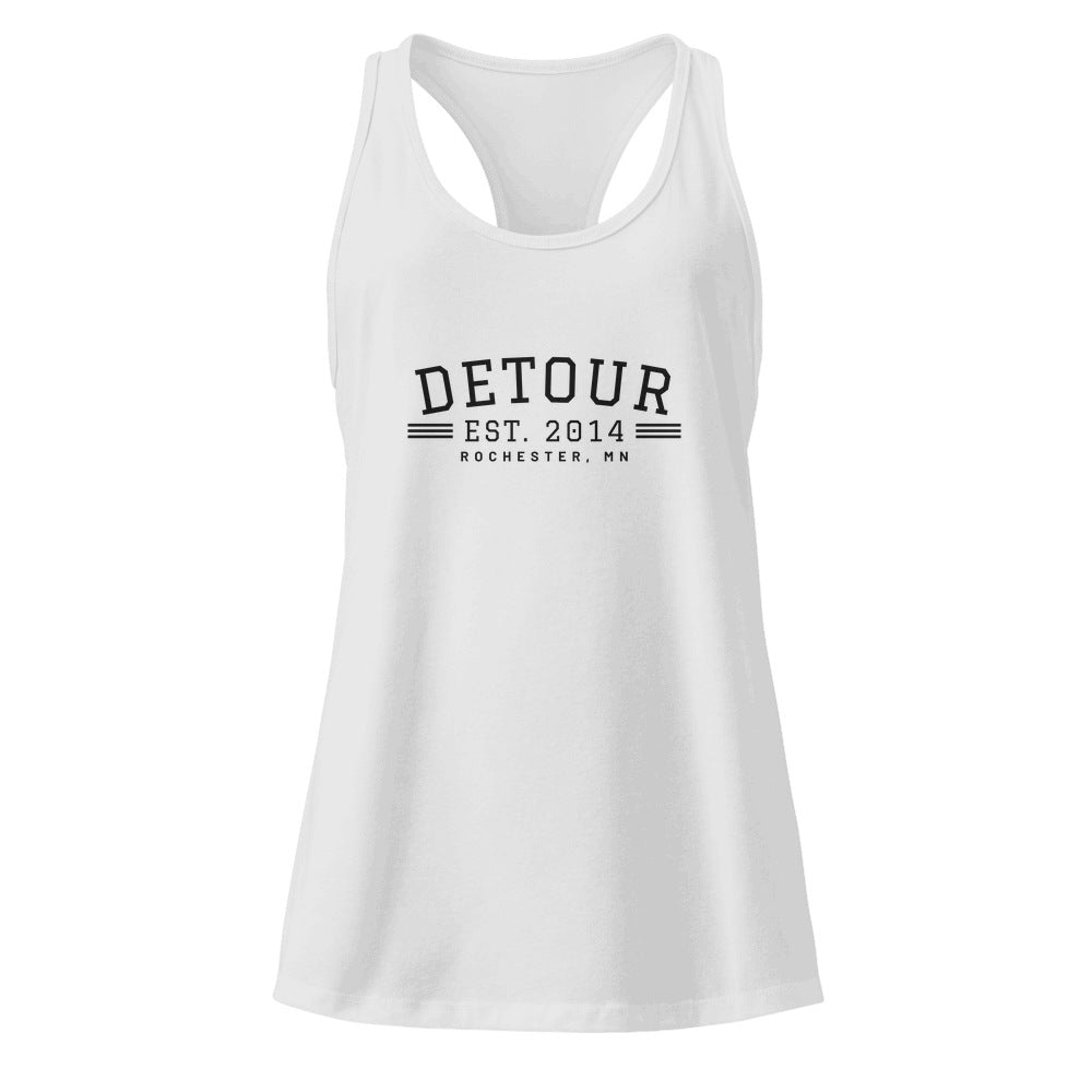 Detour EST. 2014 Women's Racerback in Heather Gray, front