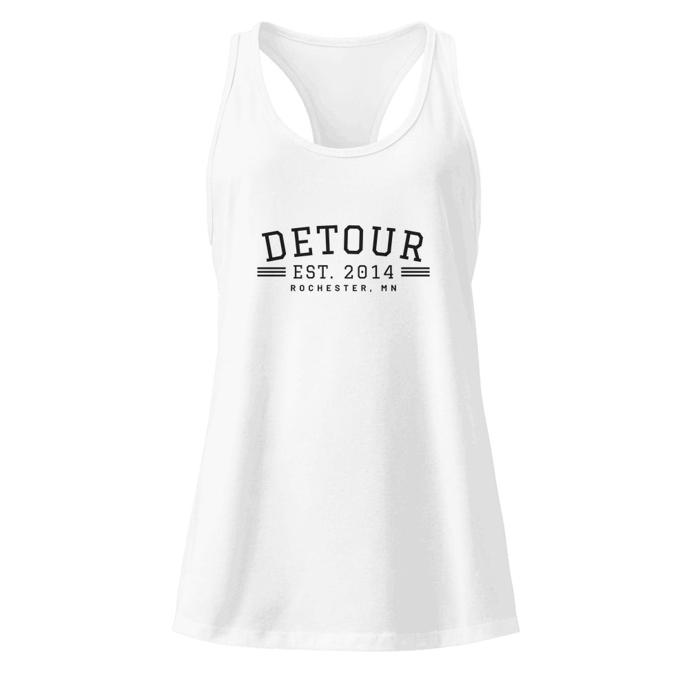 Detour EST. 2014 Women's Racerback in White, front