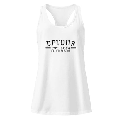 Detour EST. 2014 Women's Racerback in White, front