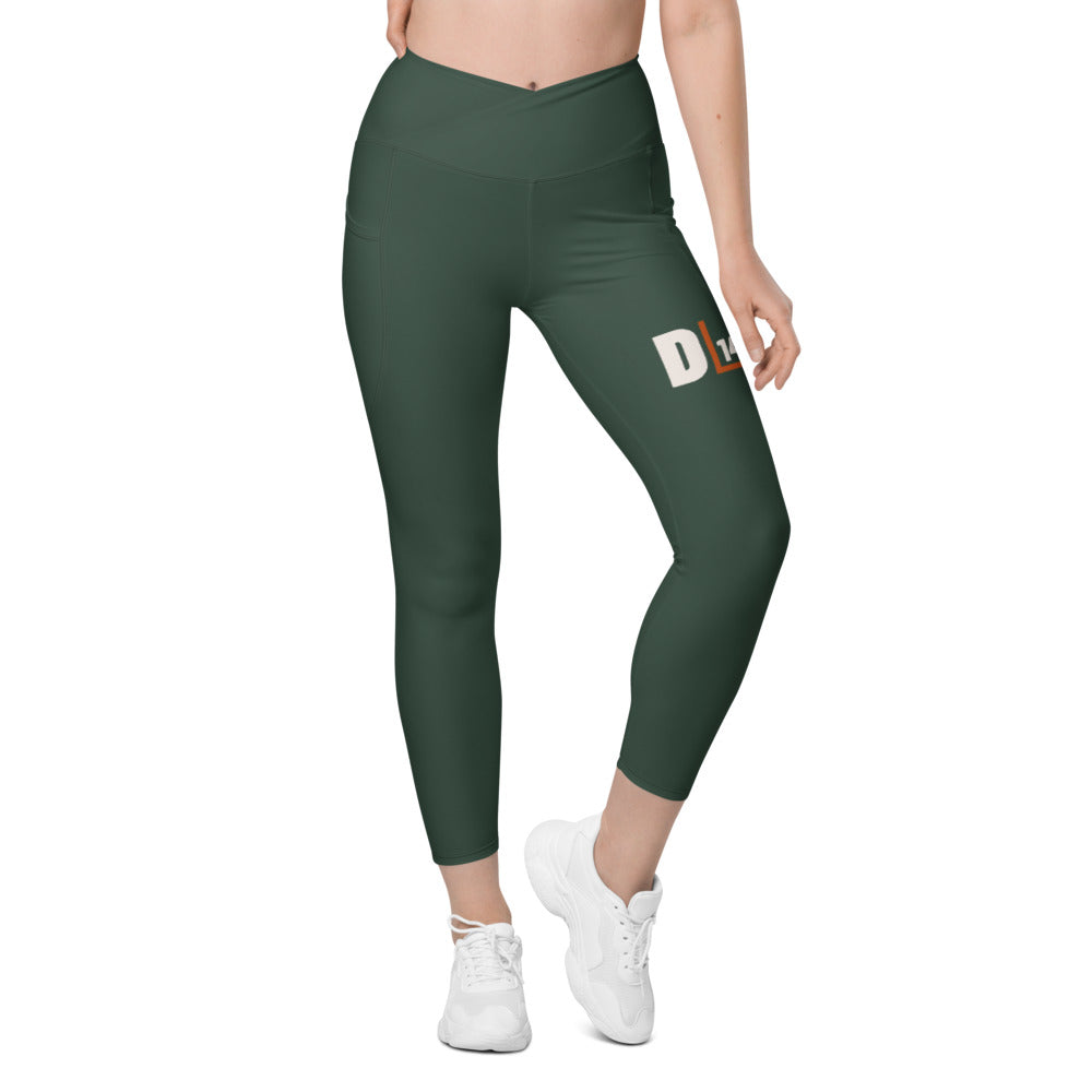 Monogram Women’s Pocket Leggings: Spruce: crossover waistband