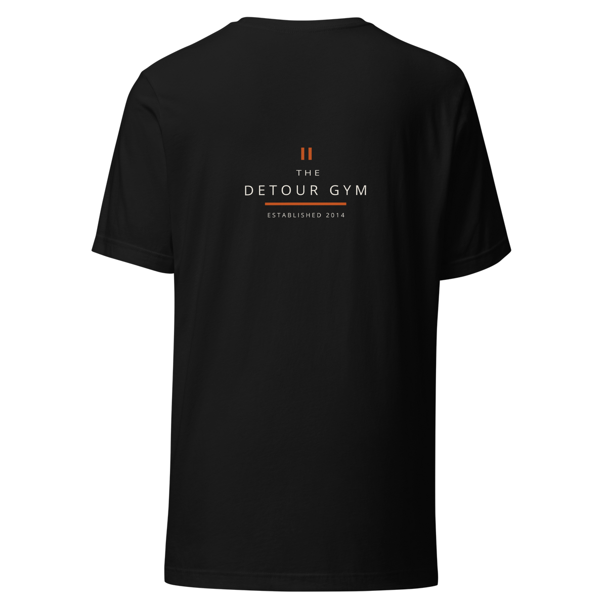 Coach Regular Tee in Black, Bella + Canvas 3001, back view. Genuine Printful garment mockup.