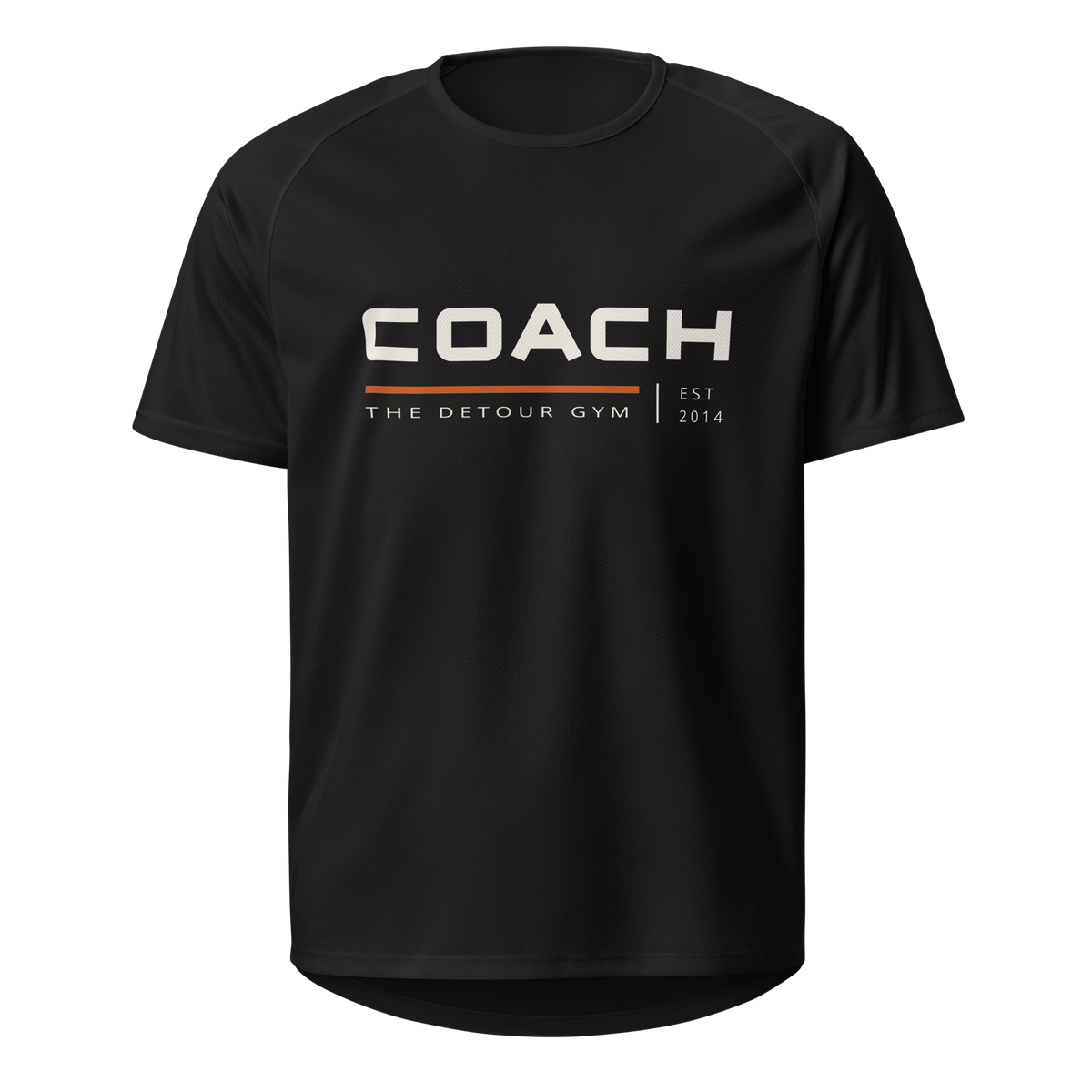 Coach Training Tee in Black, SOL'S 11939, front view. Genuine Printful garment mockup.