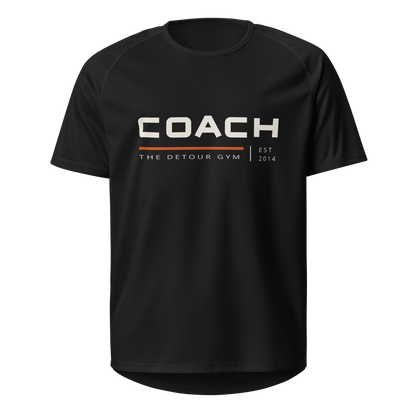Coach Training Tee in Black, SOL'S 11939, front view. Genuine Printful garment mockup.