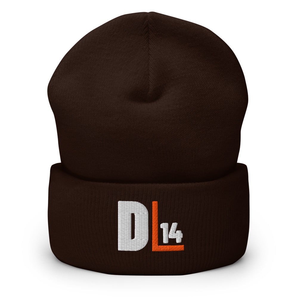 Monogram Cuffed Beanie: Brown: front