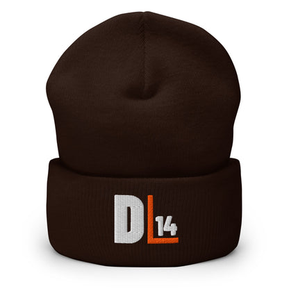 Monogram Cuffed Beanie: Brown: front