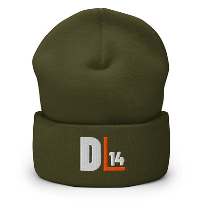 Monogram Cuffed Beanie: Olive: front