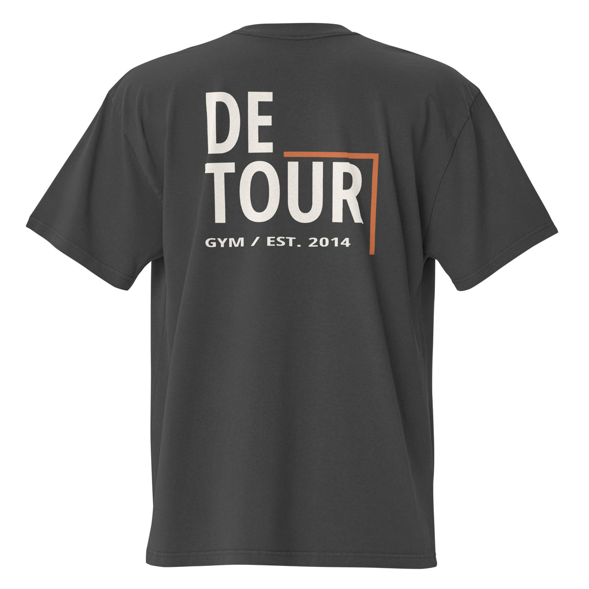 Cutline Oversized Tee in Faded Black, AS Colour 5082, back view. Genuine Printful garment mockup.