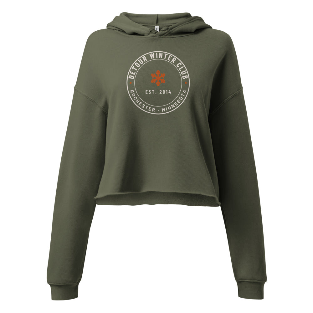 Winter Club Women’s Cropped Hoodie: Military Green: front