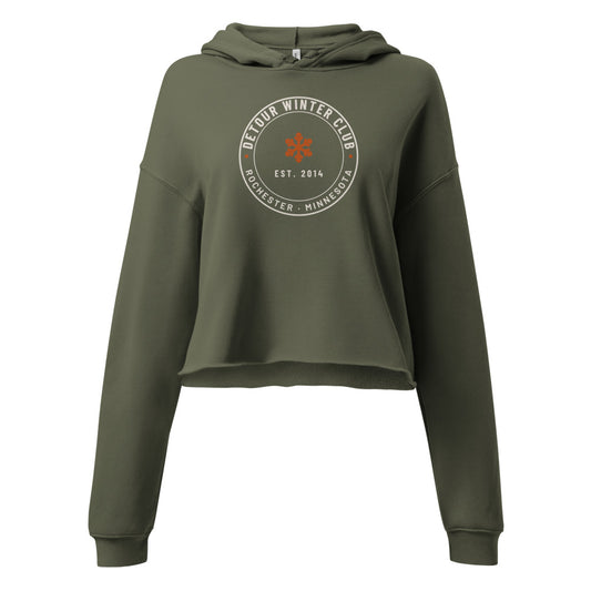 Winter Club Women’s Cropped Hoodie: Military Green: front
