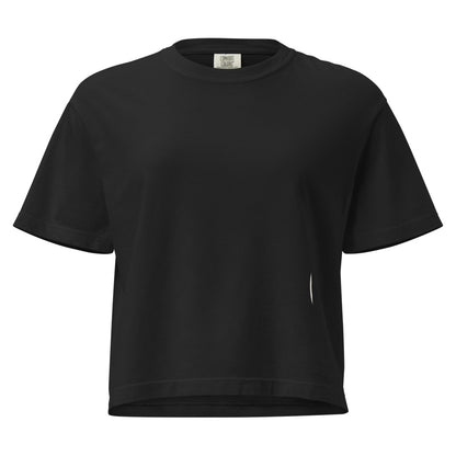 Clubmark Women’s Boxy Tee — front mockup, CC 3023CL Black